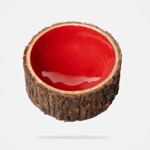 New Open Box SILVER PAW - FARMHOUSE WOOD DOG BOWL